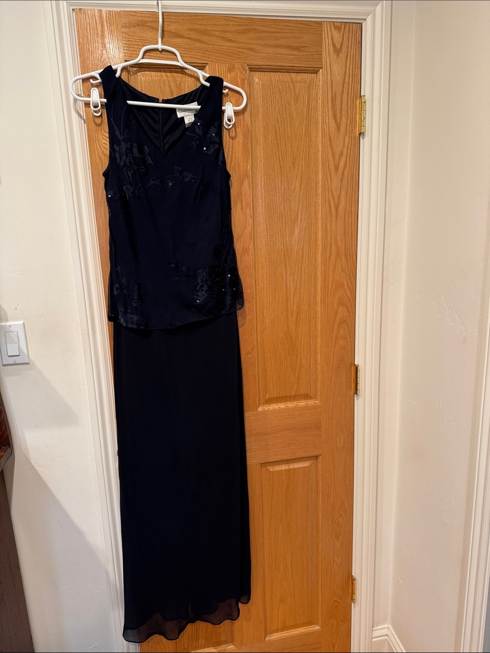 Chadwicks Navy Beaded Evening Dress